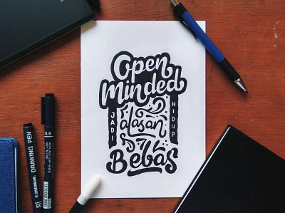 Open Minded Lettering design hand drawn handlettering handmade illustration letter lettering manual pen pencil typogaphy typography