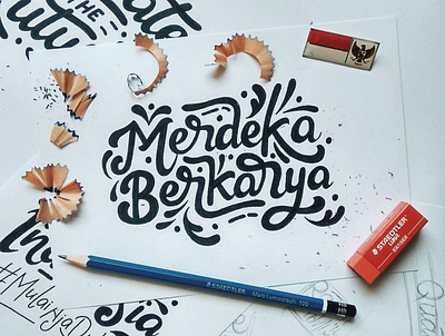 Merdeka Berkarya Lettering design hand drawn handlettering handmade illustration letter lettering manual typogaphy typography