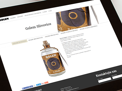 Golem spirits - simple product page. alcohol bottles clear web