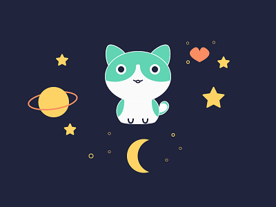 Space Cat 🚀 cat cat t shirt cat t shirt store cute cute cat illustration kawaii kawaii cat lovely simple space space cat