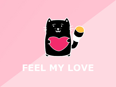 Cute Black Cat Feel My Love