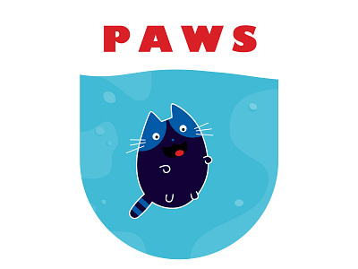 PAWS beautiful blue bold colors cat creative cute cute art design fun funny funny illustration happy hilarious illustration jaws lively lovely positive poster sweet