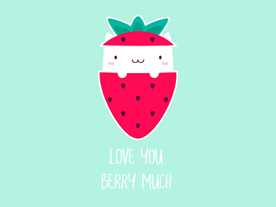 Strawberry Cat beautiful berry cat clean creative cute cuteness cutie design funny funny signs happy illustration lively logo love lovely positive sticker strawberry