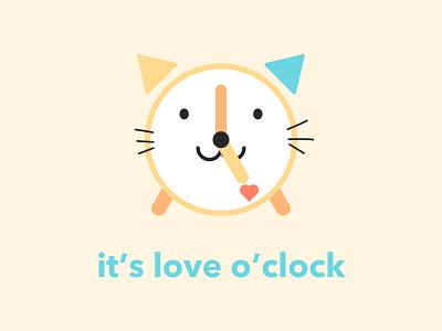 It’s Love O’Clock beautiful beautiful logo cat cat clock clean clock colorful creative cute design fun funny funny signs happy illustration lively logo love positive sweet