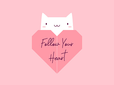 Follow Your Heart Origami Cat T-Shirt