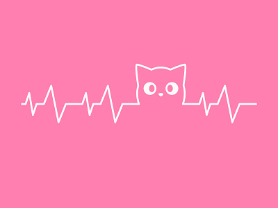 Heart Beat cat cute cute art design heart beat heartbeat illustration logo lovely positive purr sound soundwave wave