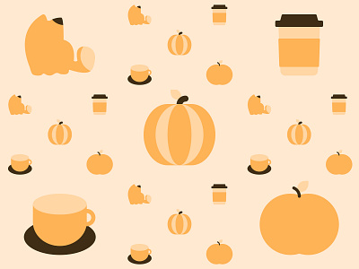 Fall Pattern art autumn bright cat cozy creative cute design fall happy illustration lovely minimal pattern positive shades simple warm