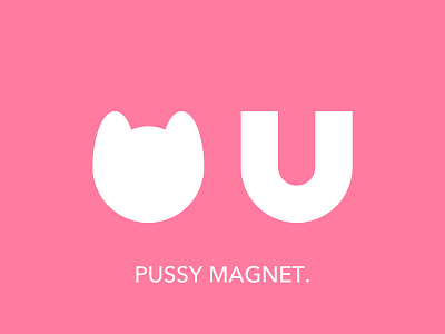 Pussy Magnet cat creative cute design funny funny signs happy illustration logo lovely magnet pink positive pussy rebus simple