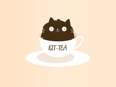 KIT-TEA CAT T-Shirt beautiful brown browns cat character cozy creative cup of coffee cup of tea cute design funny happy i like cats very much illustration lovely positive simple summer feeling warm
