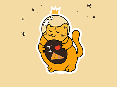 Space Cat art artwork cat cat t shirt character cute funny good feelings happy friday illustration lovely pizza space