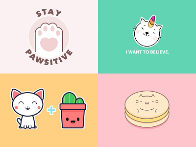 Cat Art Year in Review 🎉 Top 4 on Dribbble cat art cat t shirt cute happy illustration positive