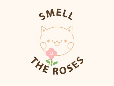 Summer Cat Smell the Roses 🌹 art beautiful cat creative cute illustration kawaii logo lovely minimal pastel pin pink positive rose roses stunning summer typography