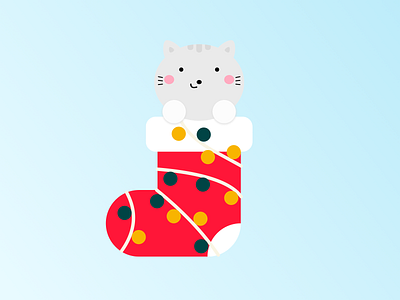 Christmas Holiday Cat Illustration