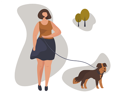 Girl is walking with dog dog fitness illustration sport vector illustration walking with dog