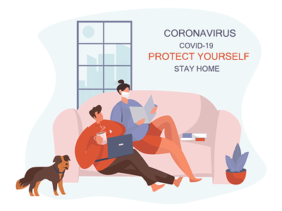 During Coronavirus Stay Home coronavirus illustration stayhome vector illustration webdesign work home