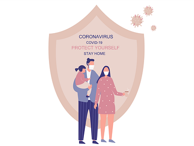 Family Stay Home coronavirus family illustration stayhome vector illustration