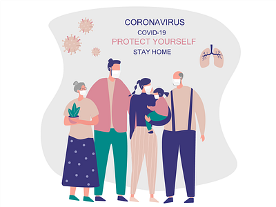 Big Family Stay Home coronavirus design flat illustration stayhome vector illustration webdesign