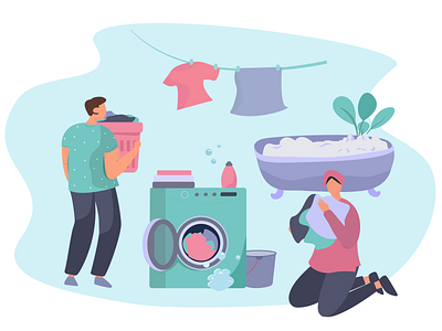 Wash Clothes in the Washing Machine clothes flat illustration vector illustration washing washing machine webdesign
