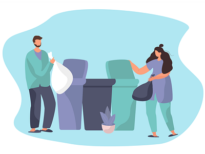 Throw Garbage and Sorting Waste into Tanks design flat illustration sorting waste tanks throw garbage vector illustration webdesign
