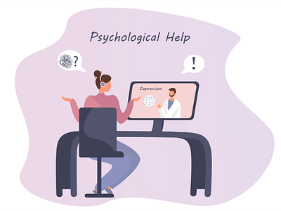 Psychotherapy Help Online flat illustration online psychologist vector illustration webdesign