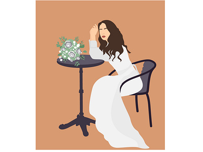 Flat Vector Portrait of the Bride to Order