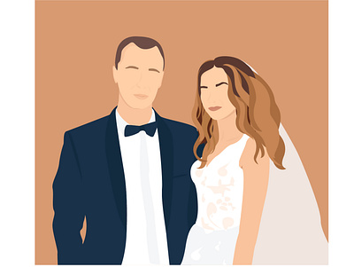 Flat Vector Portrait of Wedding day from Photo custom customportrait design flat illustration portrait portrait art vector vector illustration webdesign wedding