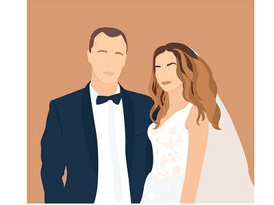 Flat Vector Portrait of Wedding day from Photo custom customportrait design flat illustration portrait portrait art vector vector illustration webdesign wedding