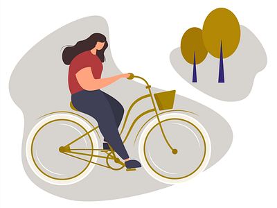 Girl is riding bicycle bicycle body flat girl illustration sport fitness trees vector illustration webdesign