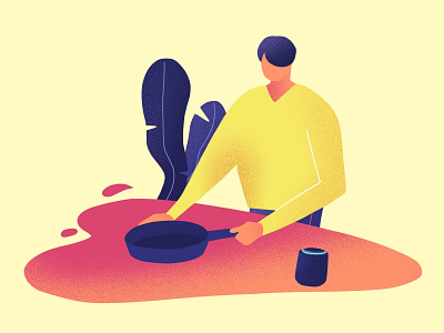A cook, a speaker and, oh wait... A plant ! character colours illustration speaker texture