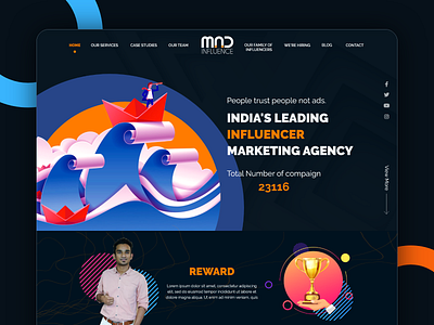 Influencer Marketing Landing Page app design dark landing page dark theme influencer landing page landingpage marketing landing page modern ui design top landing page uiuxdesign websitedesign