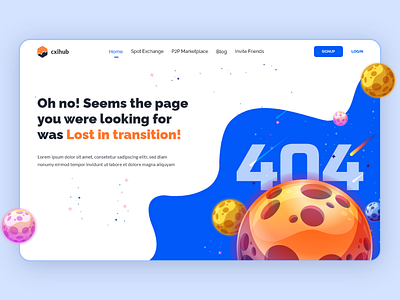 404 Error 404error bitcoin blockchain connectionlost illustration landingpage spacetheme uiuxdesign websitedesign