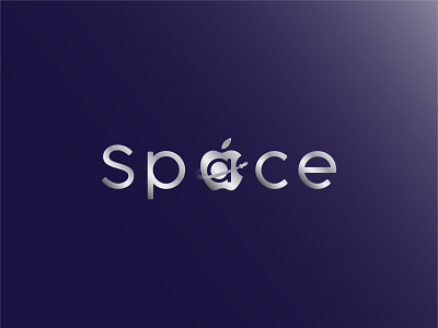 Space Apple - Logo apple branding galaxy logo negative space rocket space