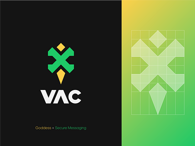VAC Logo application branding chat crypto wallet goddess illustrator logo logodesign logos logotype minimal minimalist logo modern
