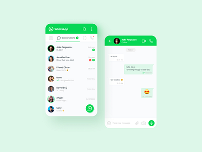 Whatsapp UI Redesign app application chat figma green talk ui user experience userinterface ux whatsapp
