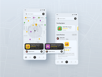 Spot finder app app application design finder food spots location mobile reviewing ui ux