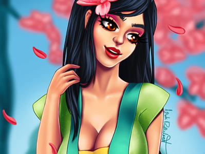 Mulan artwork artworks digital digital painting disney girls illustration illustration art mulan pinup girl sexy girl