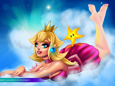 Princess Peach artwork artworks drawing gameart girls illustration mario peach pinup pinup girl princess sexy super