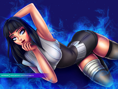 Hinata Hyūga | Naruto anime artwork design digital painting fanart girls hinata hyuga logo naruto pinup pinup girl sexy