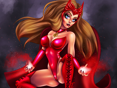 Scarlet Witch | Marvel artwork artworks digital girls illustration illustration art pinup girl scarletwitch sexy sexy girl wandavision witch