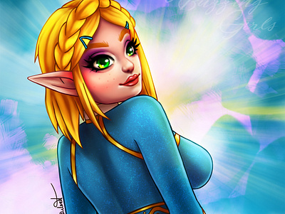 Princess Zelda artwork artworks booty breathe of the wild girl girls illustration link nintendo pinup girl princess zelda sexy sexy girl thicc zelda