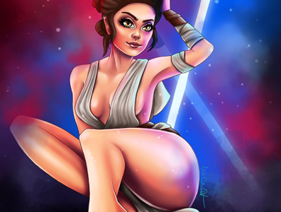 Rey artwork artworks digital digital painting girls illustration illustration art pinup pinup girl rey sexy sexy girl starwars