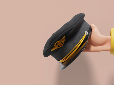 Pilot's hat 3d blender branding hat pilot plane