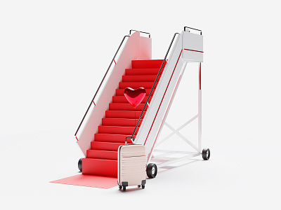 Red carpet 3d blender branding design illustration plane red carpet ui