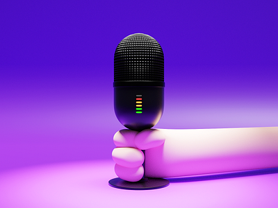 I take the mic 3d blender caracter design design hand illustration microphone violet