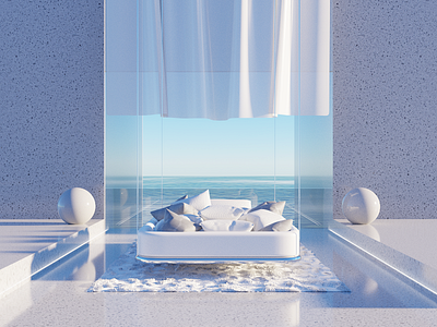 SleepWell 3d 3dblender art bed blender blue design illustration pillow sea sleep