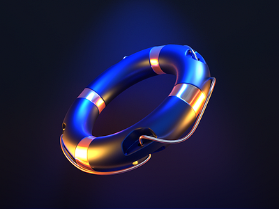 Life preserver 3d blender blue branding dark design illustration life preserver reflections space