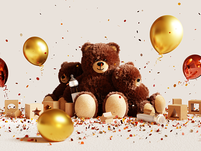 Teddy 3d bear blender branding illustration plush