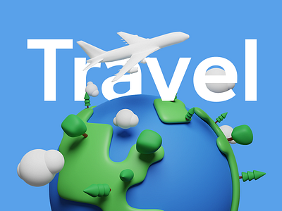 Travel - Ulysse 3d blender branding earth illustration plane travel