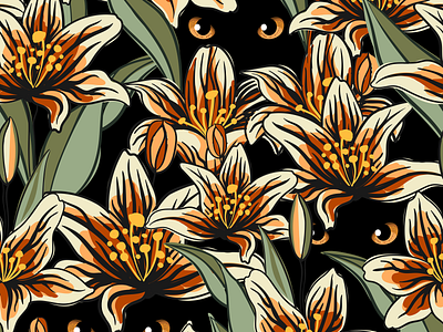 Tiger Lily design fabric fabric pattern fabric print pattern pattern design vector