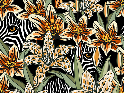 tiger tiger animal print design fabric design fabric pattern leopard lily pattern pattern design tiger vector zebra